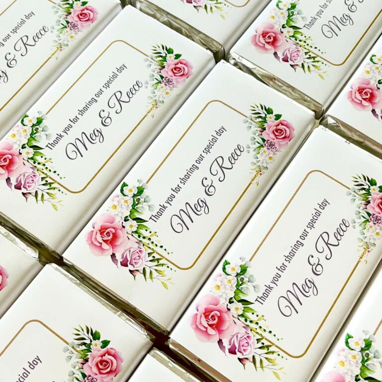 Pink & Green Boho Floral Design Chocolate Bars
