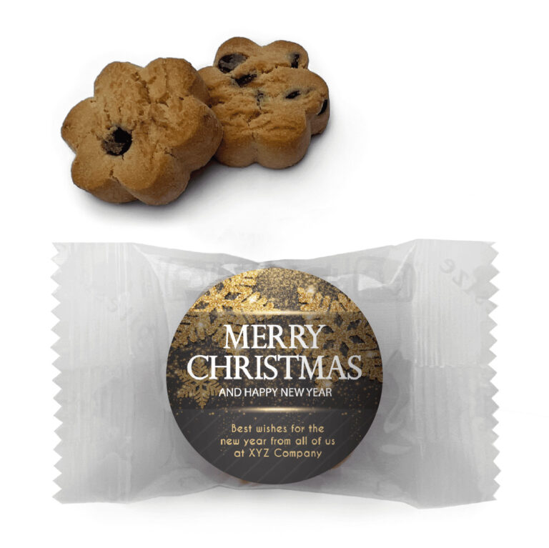 Black & Gold Christmas Snowflakes Personalised Mini Cookies
