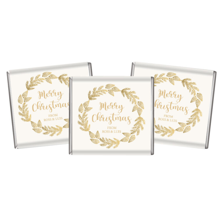 Gold Christmas Wreath Personalised Petite Chocolates
