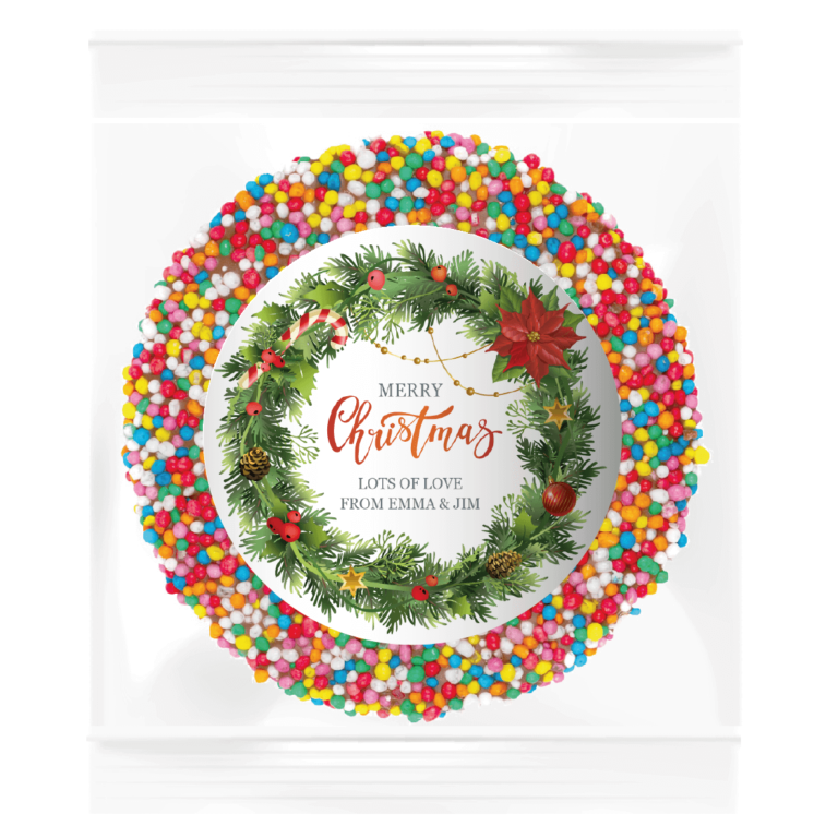 Christmas Wreath Personalised Giant Chocolate Freckle