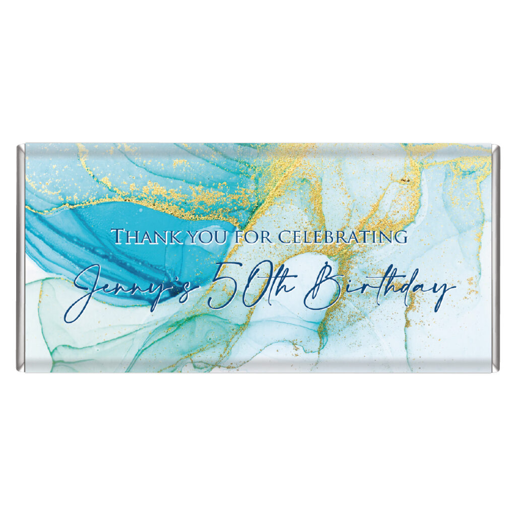Turquoise Blue & Gold Marble custom chocolate
