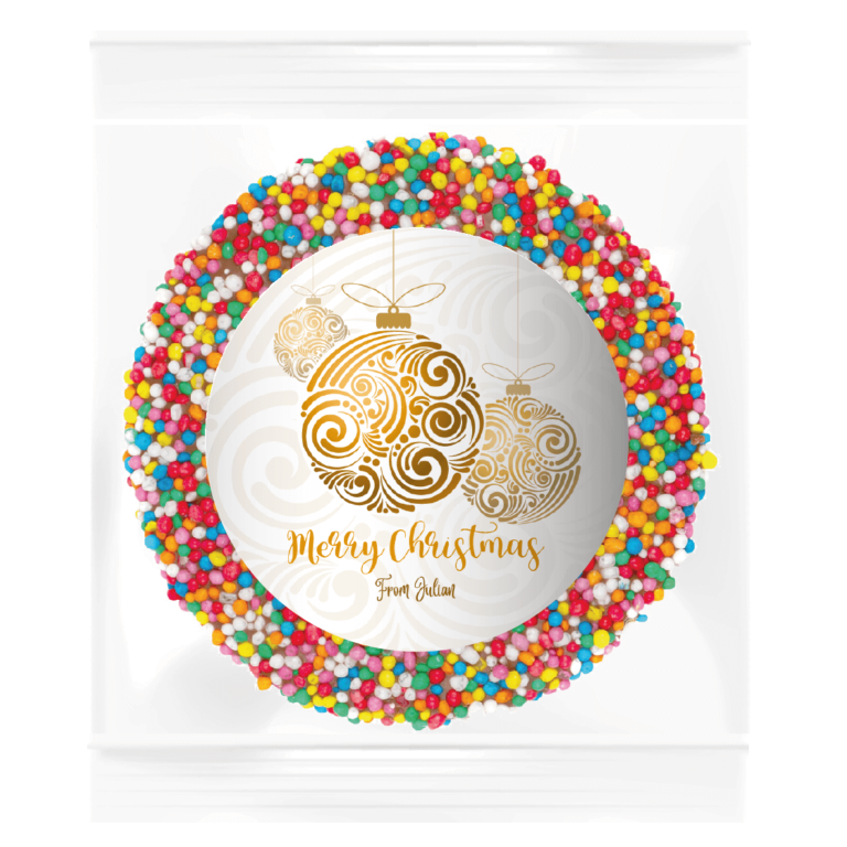 White & Gold Christmas Baubles Personalised Giant Freckle