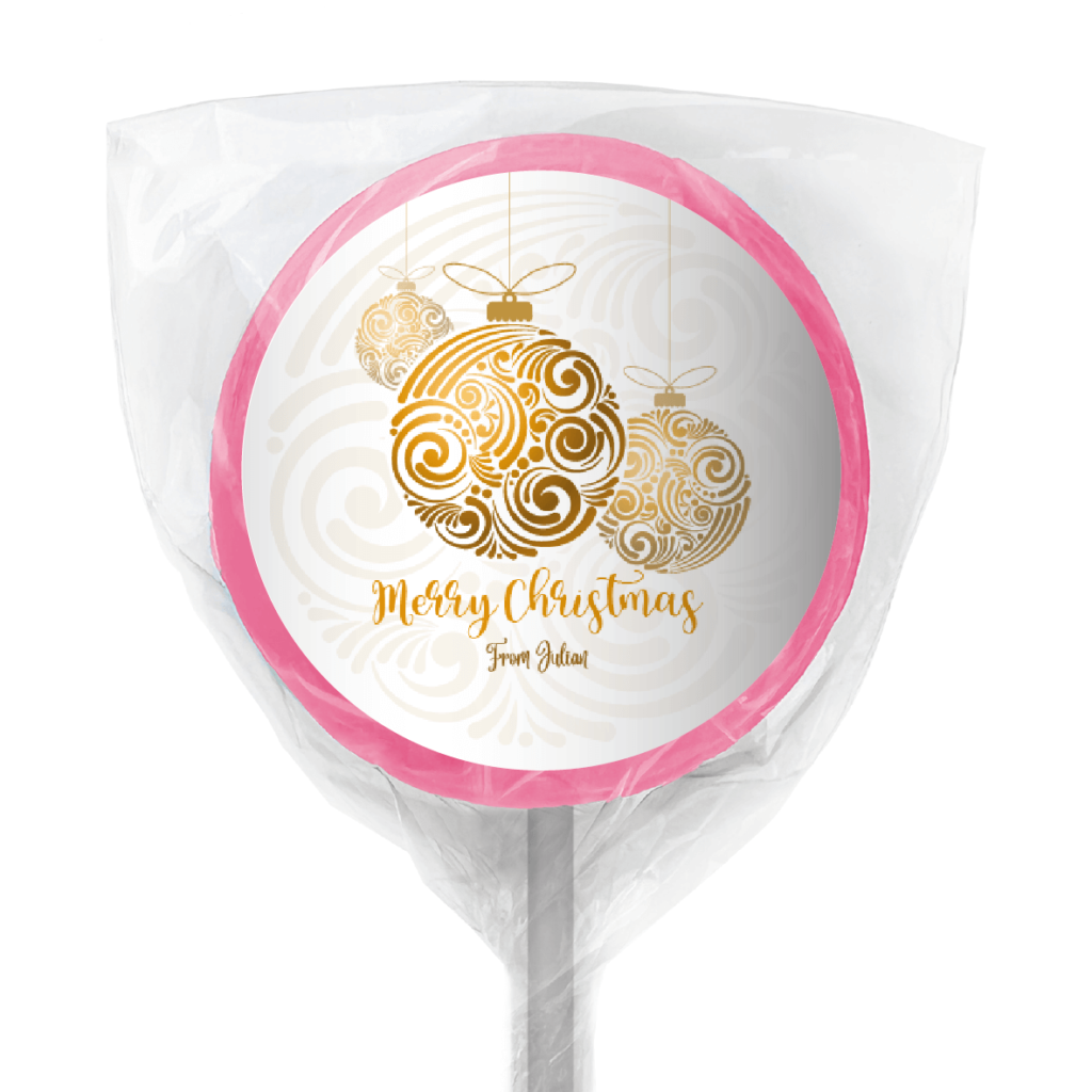 favour perfect favor xmas gold balls lollipop pink
