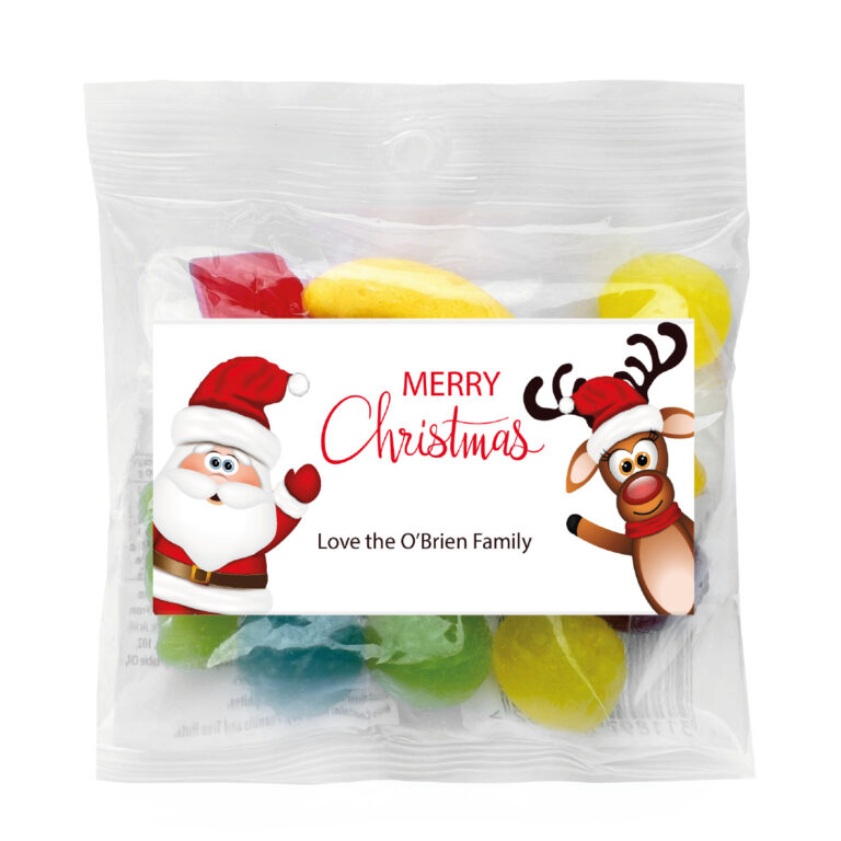 Waving Santa & Reindeer  Personalised Lolly Bags