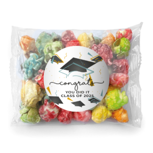 graduation hats popcorn rainbow