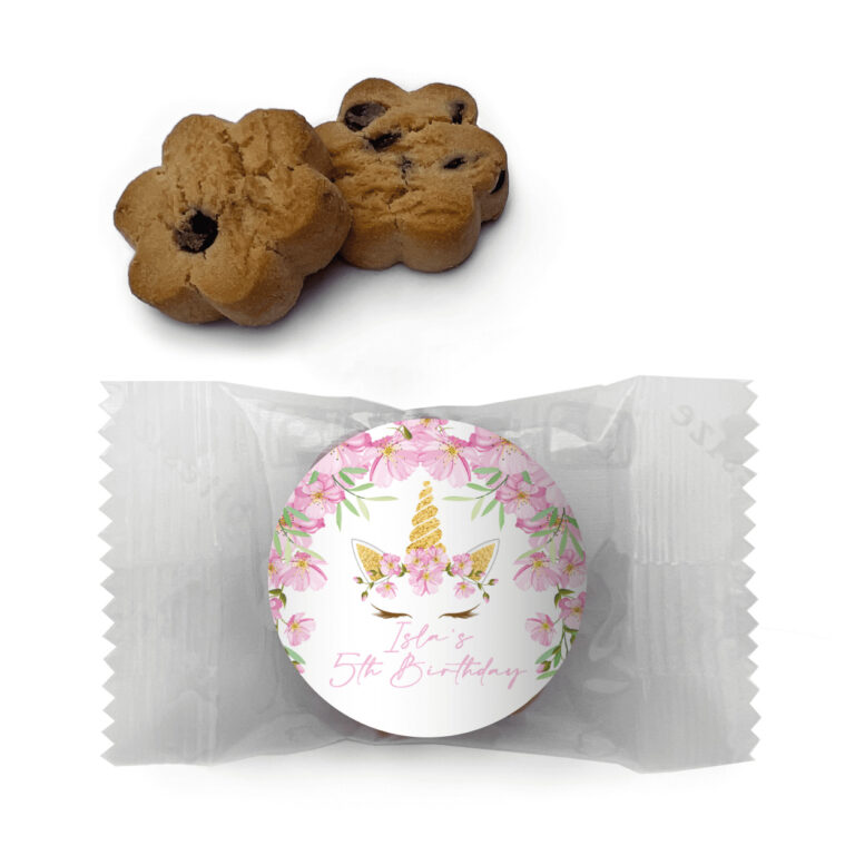 Pink Floral Unicorn Personalised Mini Cookies
