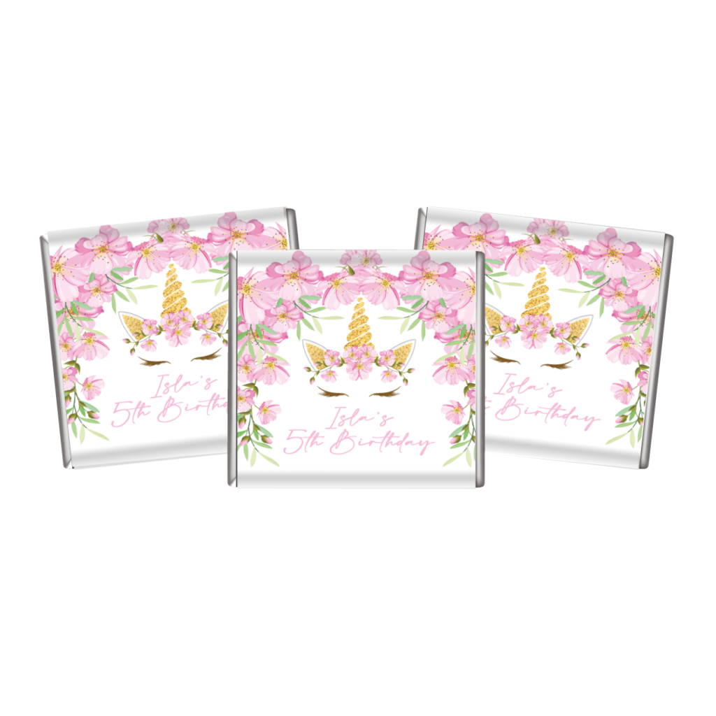 pink floral unicorn chocolates