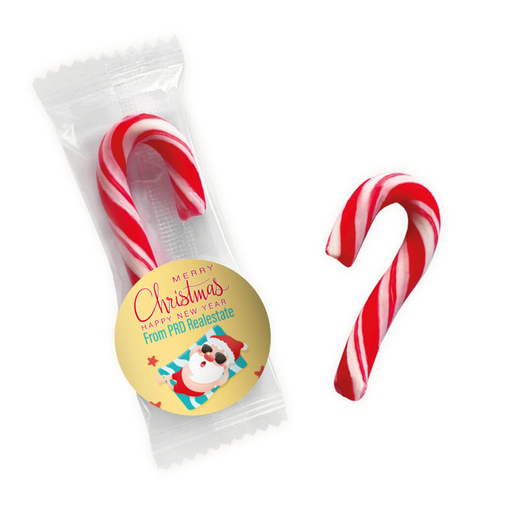 sunbaking santa personalised mini candy canes