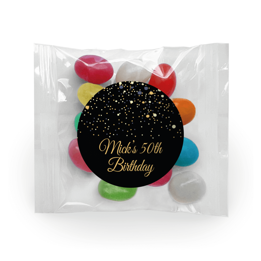 black gold confetti jelly beans custom