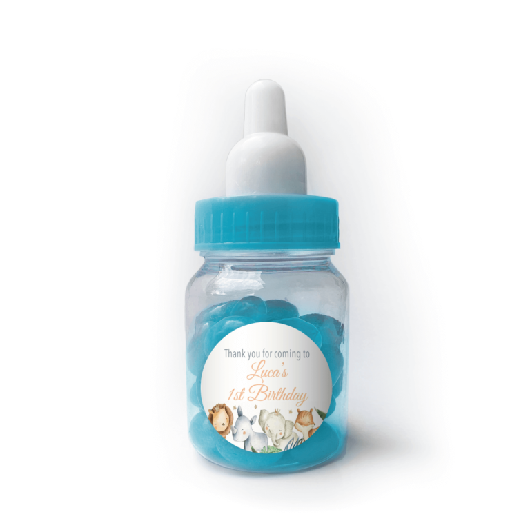 Watercolour Baby Animals Blue Baby Bottle Jelly Beans