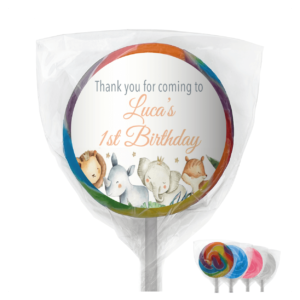 watercolour baby safari animals lollipops