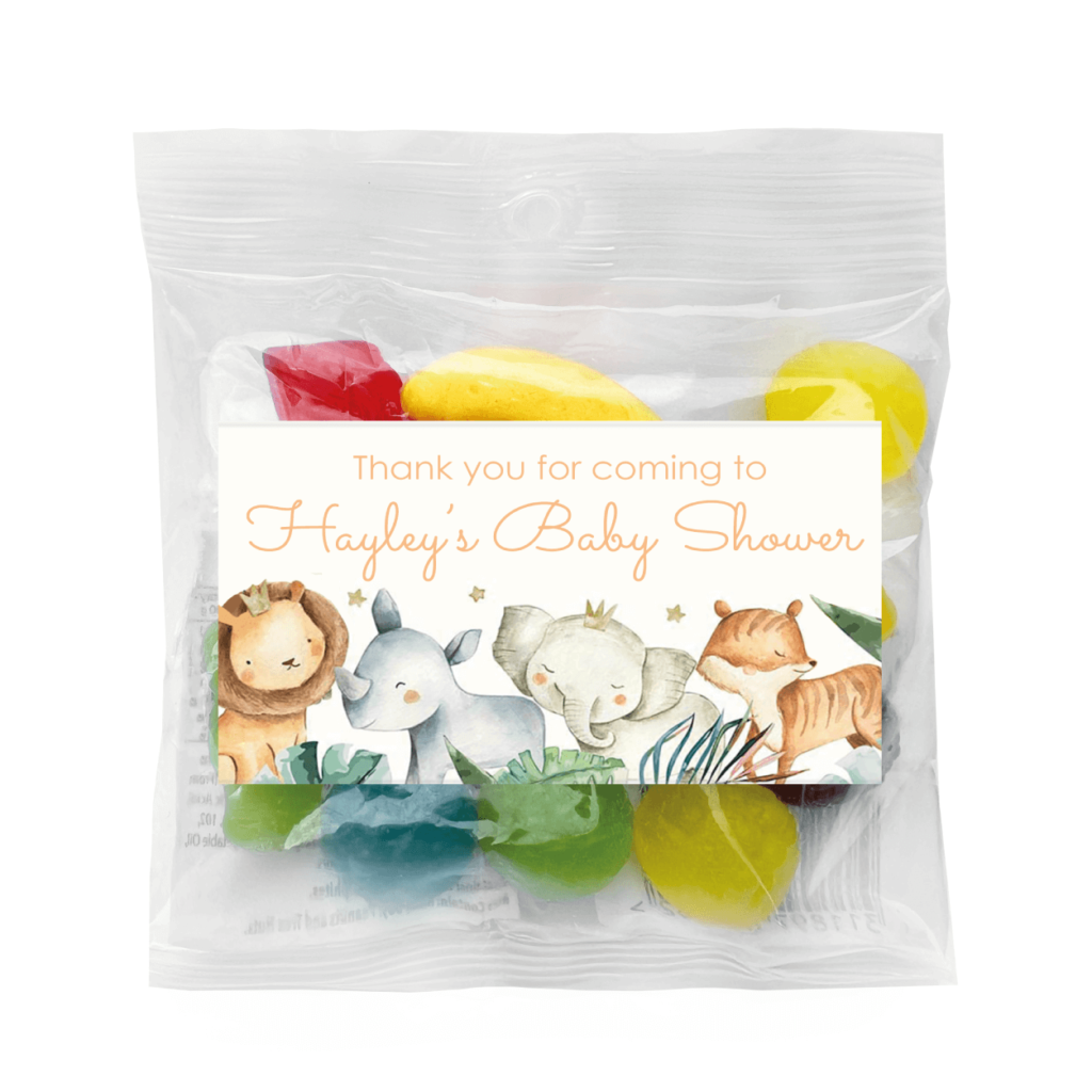 watercolour baby safari animals lolly bags