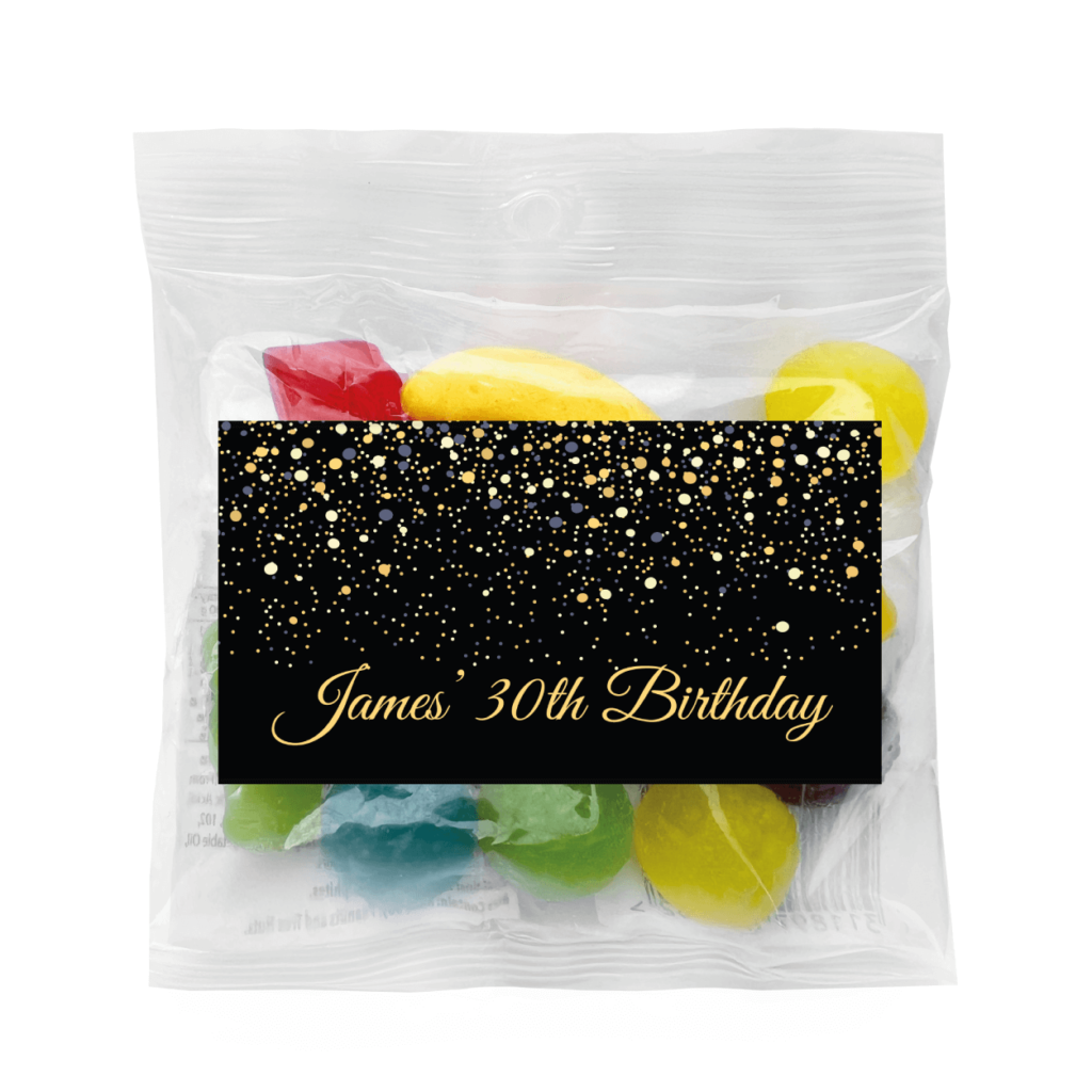 black gold confetti lolly bags