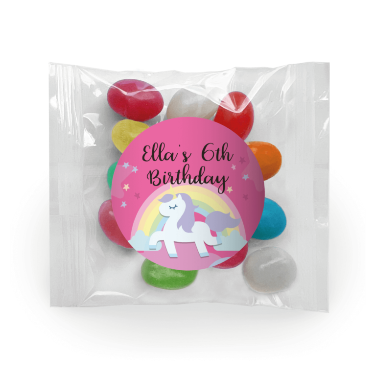Rainbow unicorn Personalised Jelly Bean Bags