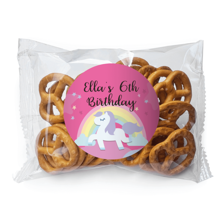 Rainbow Unicorn Personalised Pretzel Bags