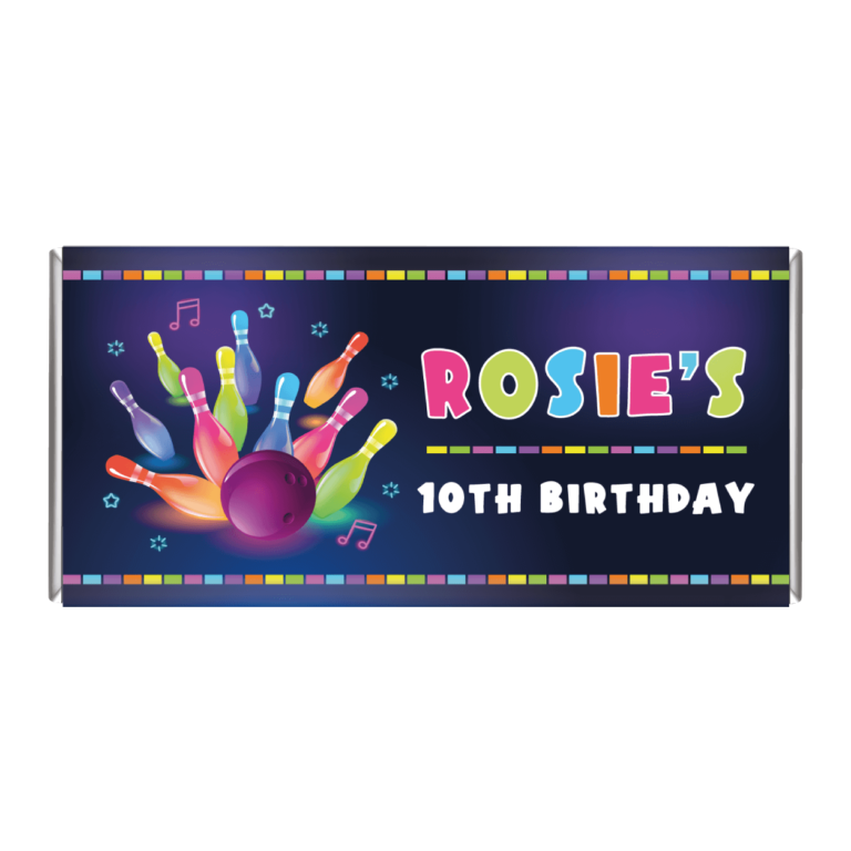 Ten Pin Bowling Party Custom Chocolate Bars