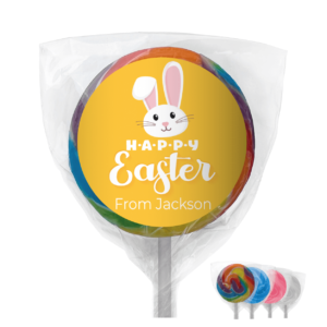 yellow easter bunny custom lollipops