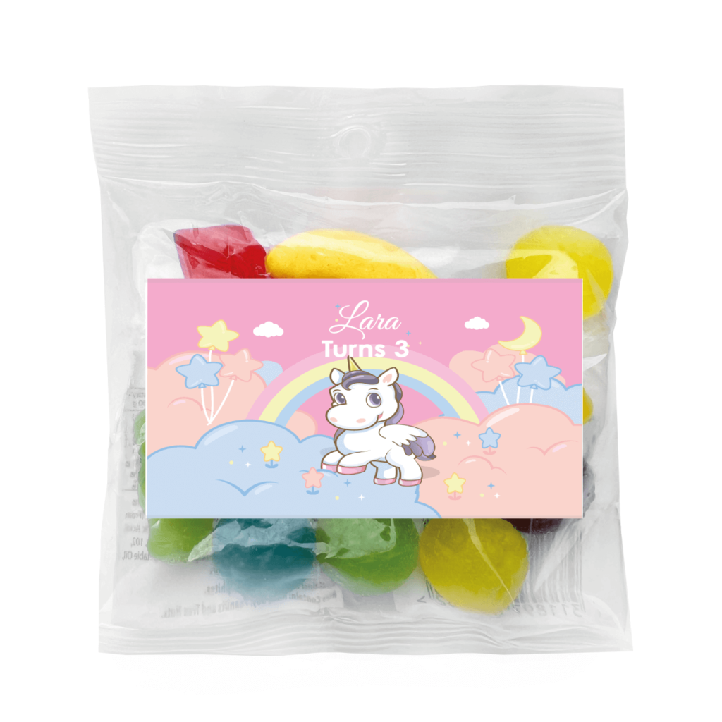 unicorn party personalised mini jelly bean bags
