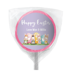 watercolour easter bunnies lollipop pink custom