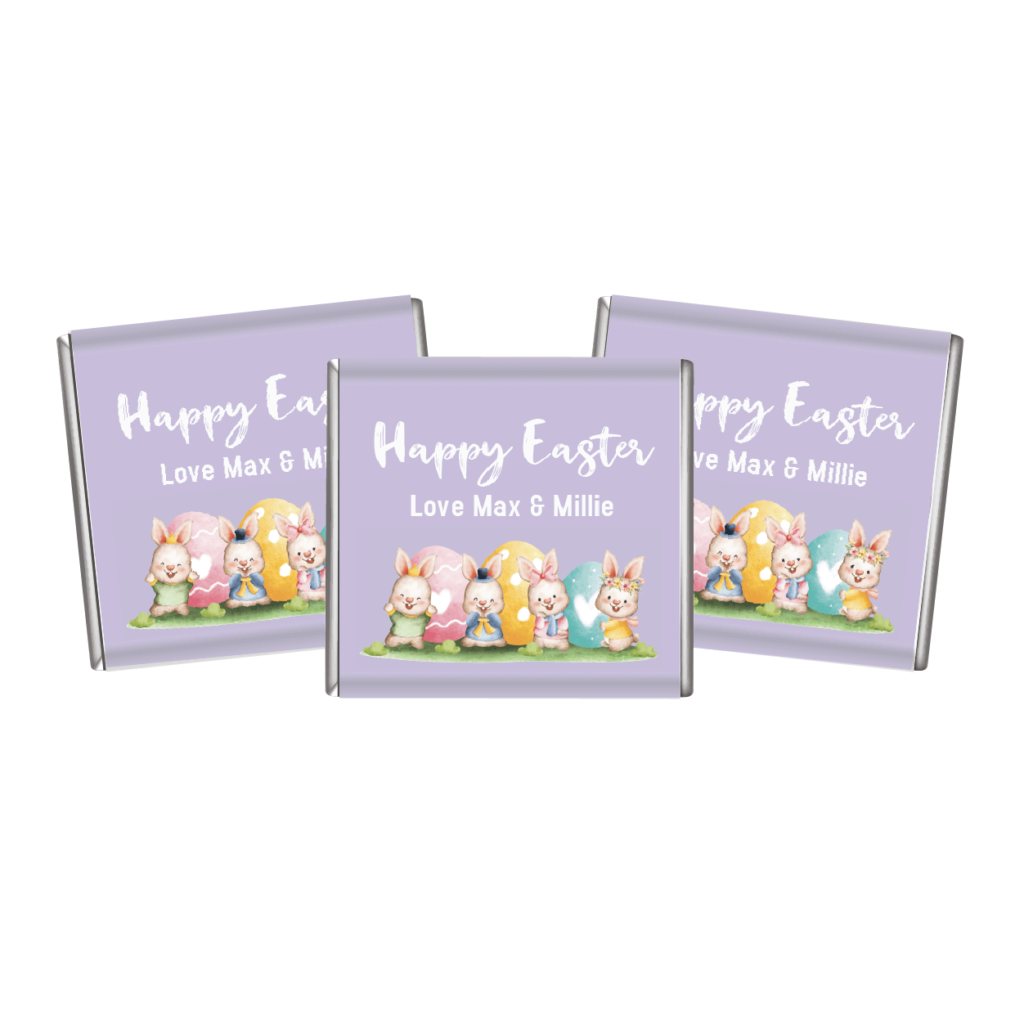 watercolour easter bunnies mini custom chocolates
