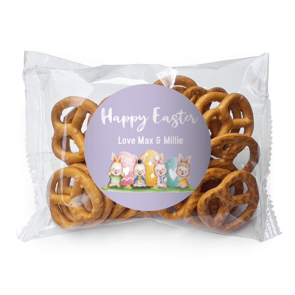 watercolour easter bunnies pretzel personalised