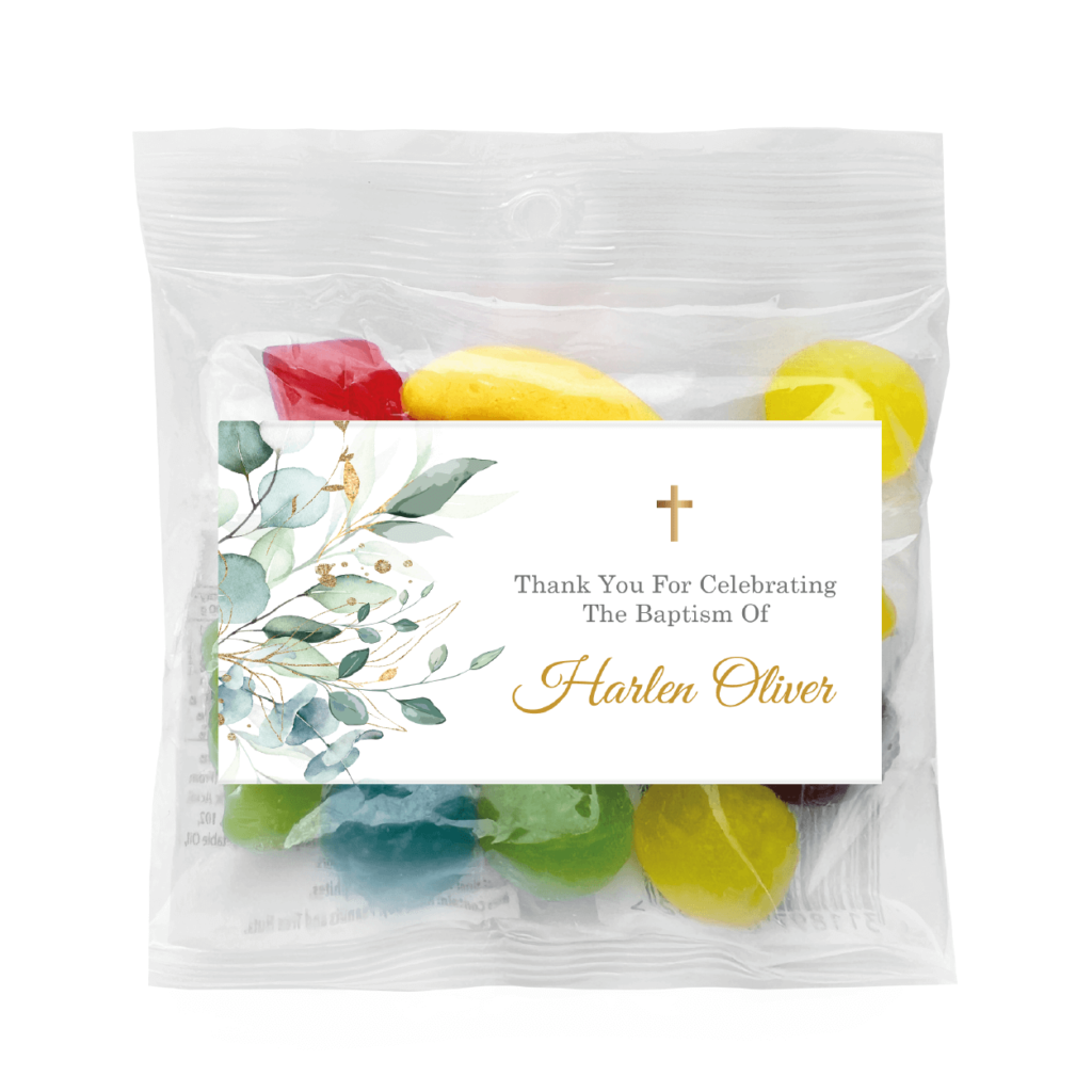 green leave gold bomboniere lolly bags
