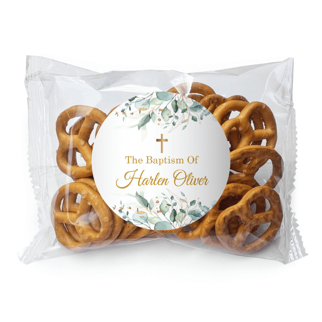 green leave gold bomboniere pretzel