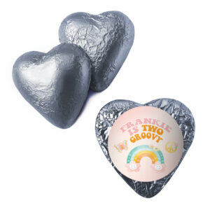 tie dye personalised chocolate bar party favours