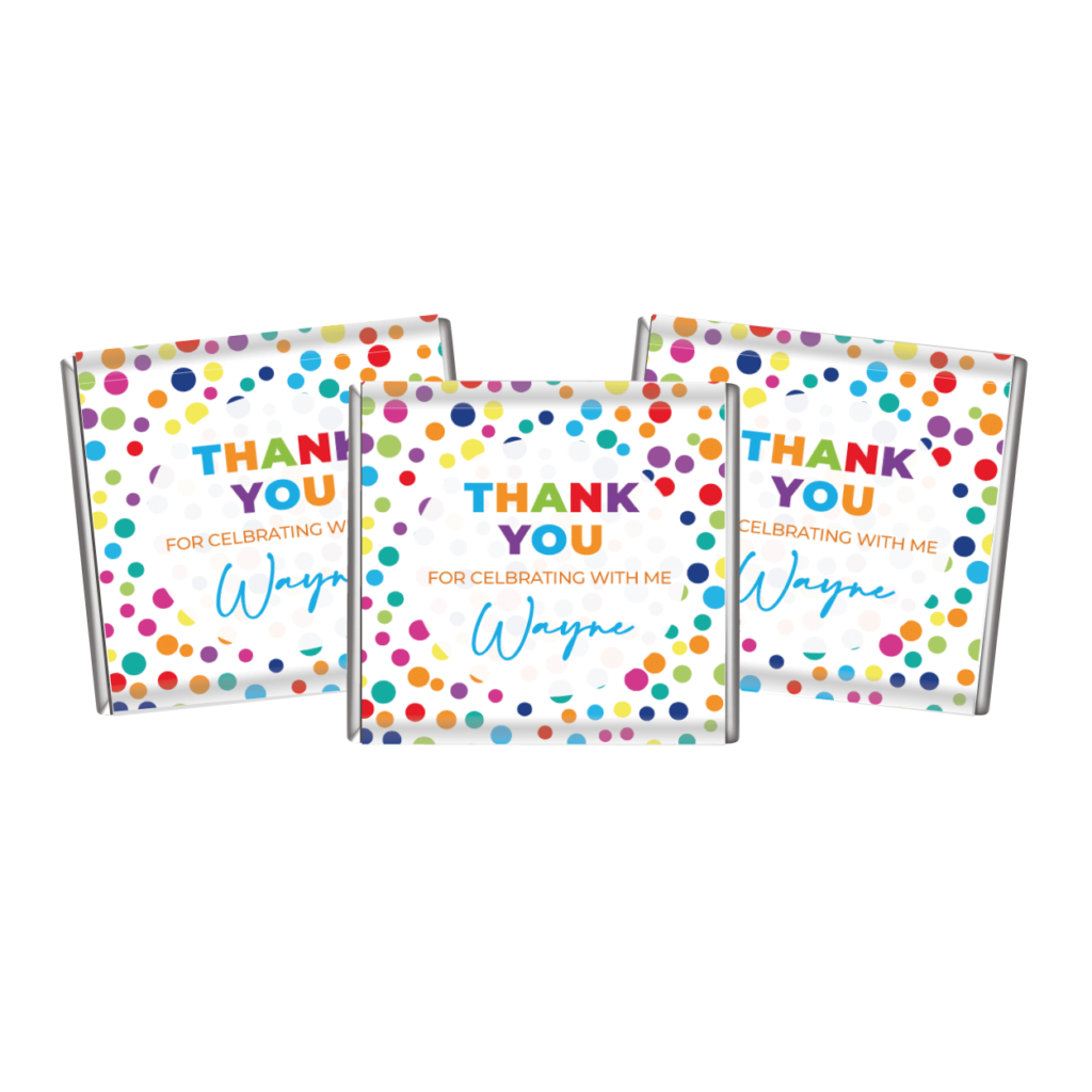 rainbow polka dots personalised mini chocolates