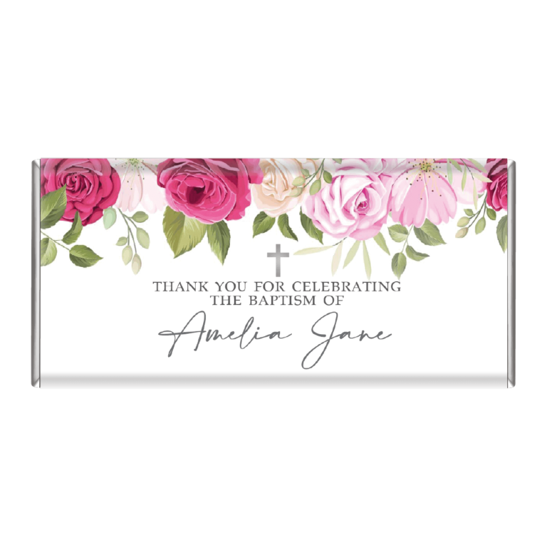 Rose Waterfall & Cross Personalised Chocolate Bars