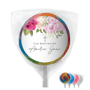 roses and cross bomboniere lollipops