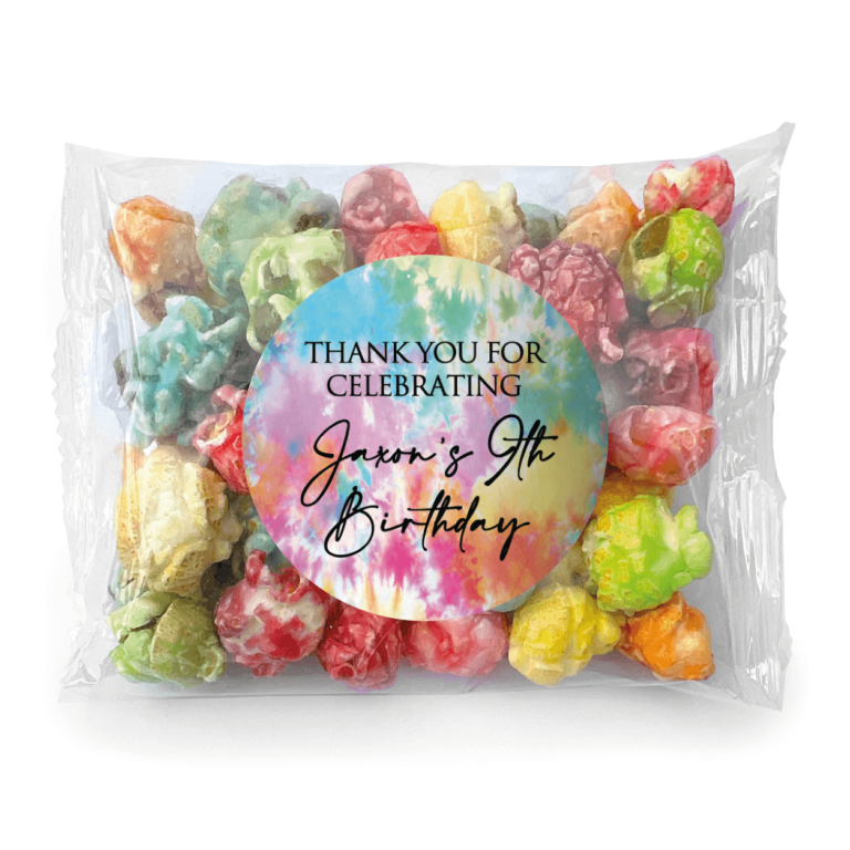 Tie Dye Theme Personalised Popcorn Bags