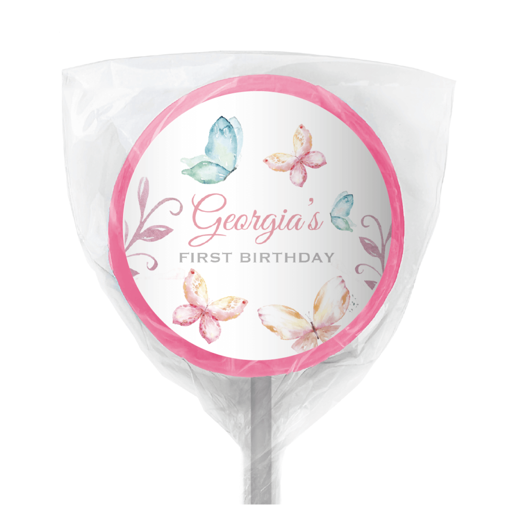 watercolour butterflies lollipop pink