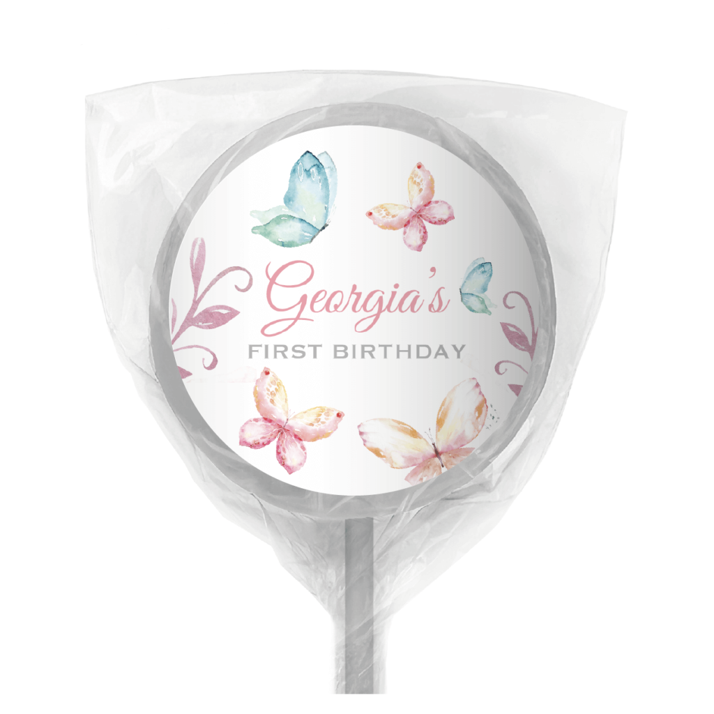 watercolour butterflies lollipop white