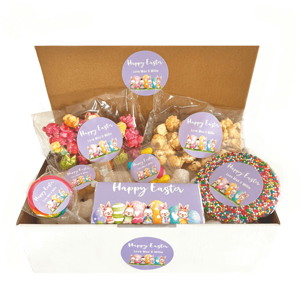 personalised 7 piece easter gift box watercolour bunnies