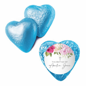 green leaves & gold cross custom foil chocolate hearts (copy)