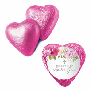 green leaves & gold cross custom foil chocolate hearts (copy)