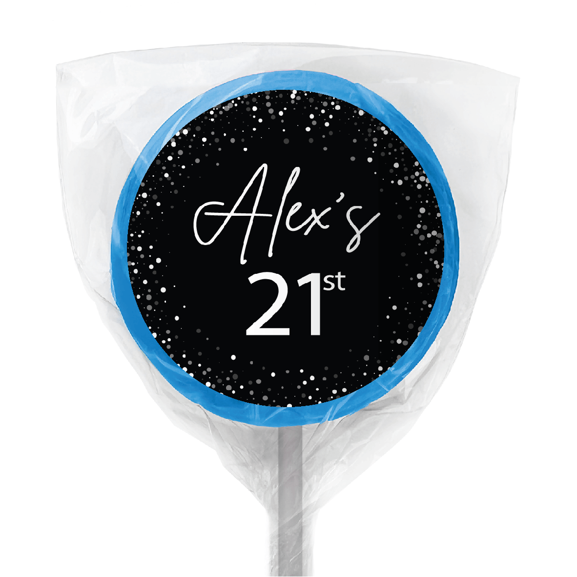 black white confetti lollipop blue