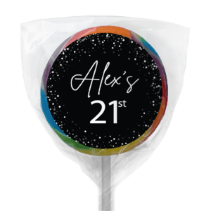 black white confetti lollipop rainbow