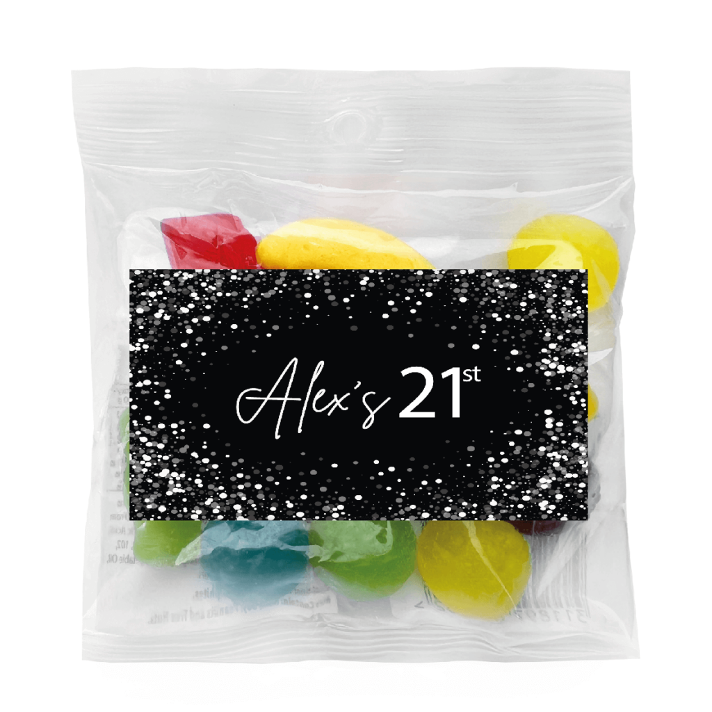 black white confetti lolly bags