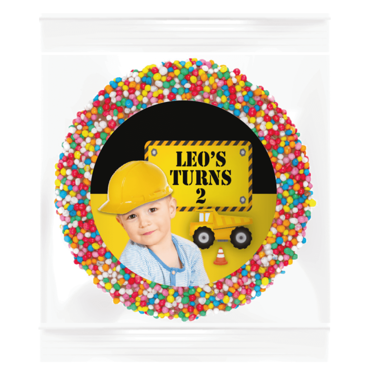 Add A Photo Construction Party Personalised Giant Chocolate Freckle
