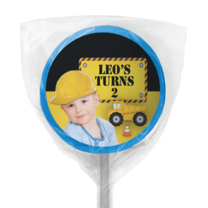 Shop for Construction Party Personalised Blue Lollipop - Australia