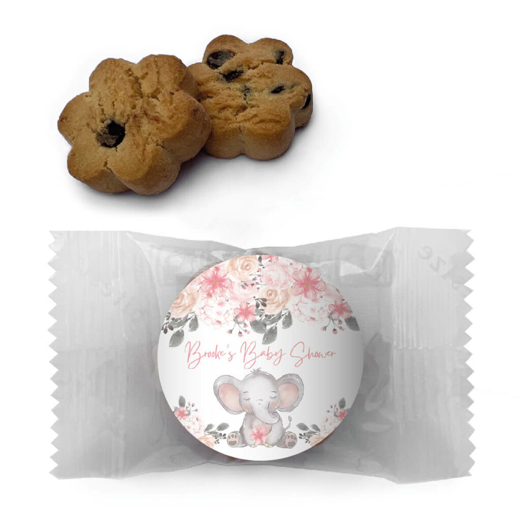 pink baby floral elephant cookie