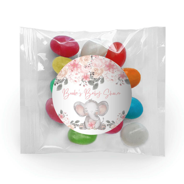 Pink Floral Elephant Personalised Jelly Bean Bags