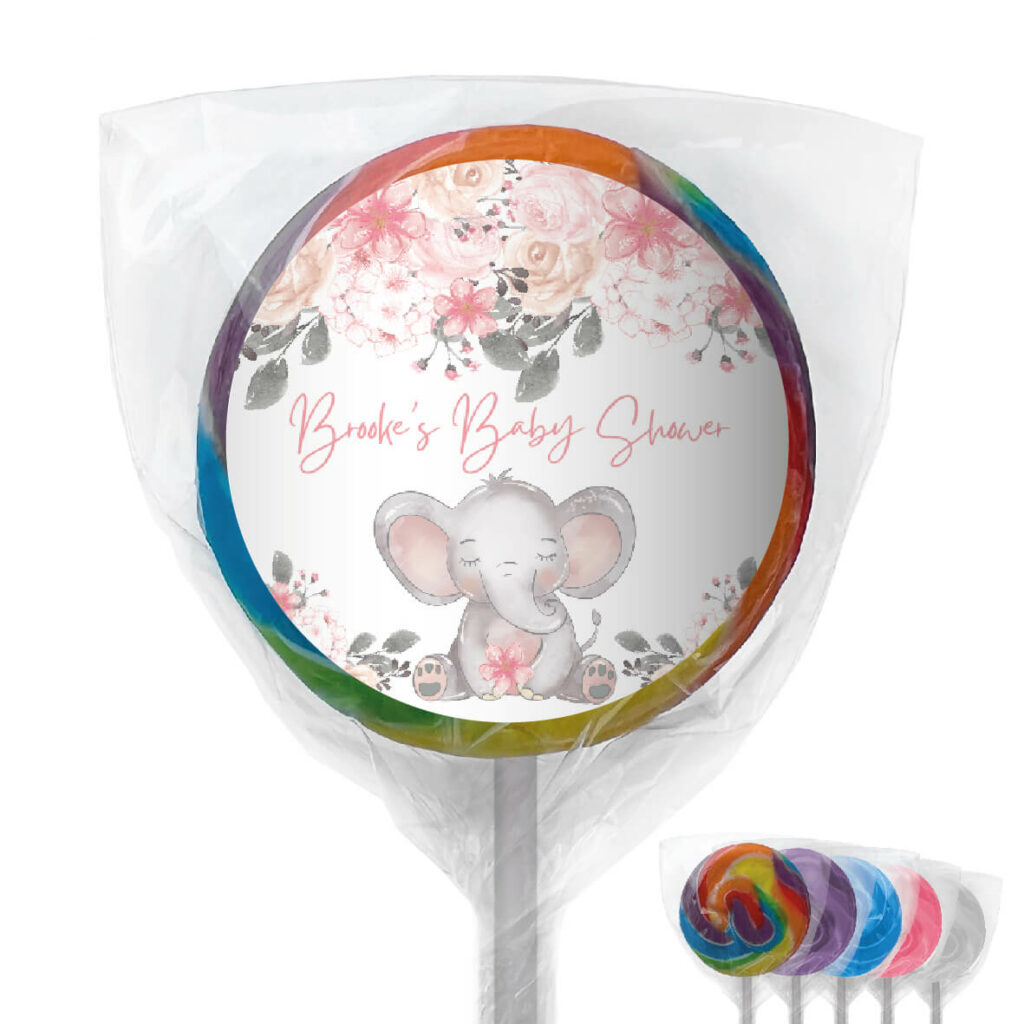 pink baby floral elephant lollipops