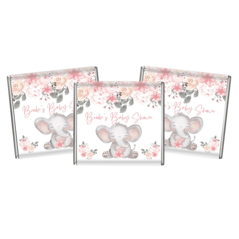 Pink Floral Elephant Custom Petite Chocolates