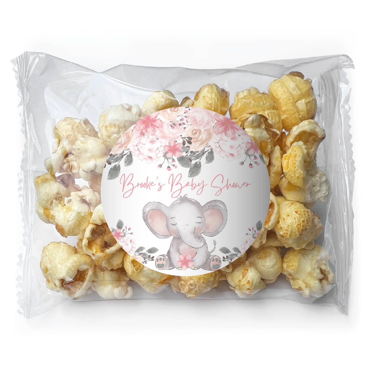 pink baby floral elephant popcorn