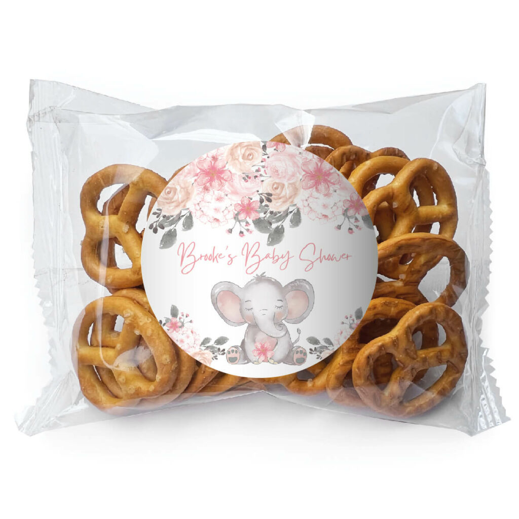 pink baby floral elephant pretzel