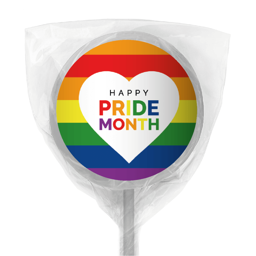 rainbow pride heart lollipop white