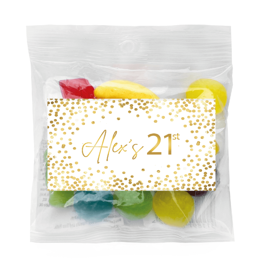 white and gold confetti lolly bags